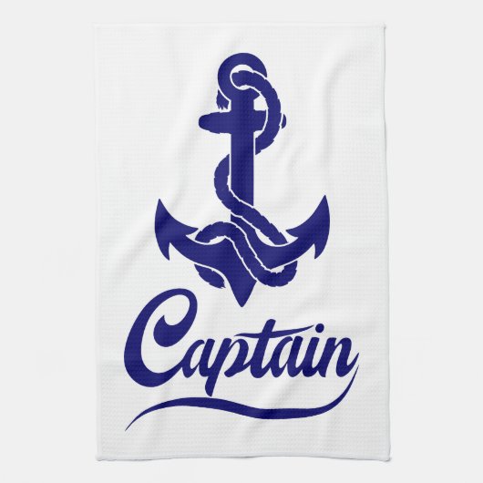 Kapitein Zeilboot Anker Zeevaart Design Theedoek (Verticaal)