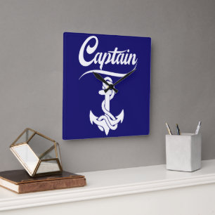 Kapitein Zeilboot Anker Zeevaart Design Vierkante Klok