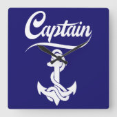 Kapitein Zeilboot Anker Zeevaart Design Vierkante Klok (Voorkant)
