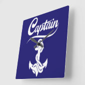 Kapitein Zeilboot Anker Zeevaart Design Vierkante Klok (Hoek)