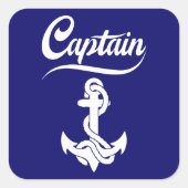 Kapitein Zeilboot Anker Zeevaart Design Vierkante Sticker (Voorkant)