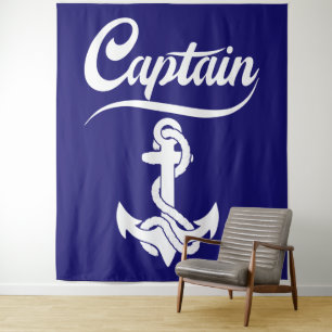 Kapitein Zeilboot Anker Zeevaart Design Wandkleed