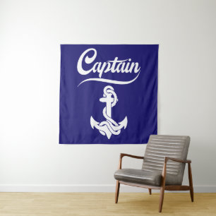 Kapitein Zeilboot Anker Zeevaart Design Wandkleed