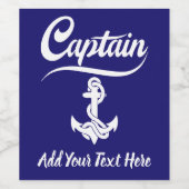 Kapitein Zeilboot Anker Zeevaart Design Wijn Etiket (Enkel label)