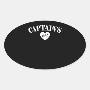 Kapiteins Meisje T Schattige Boot Militair Piloott Ovale Sticker