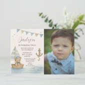 Kapitein's Nautische Verjaardag Uitnodiging met fo (Staand voorkant)