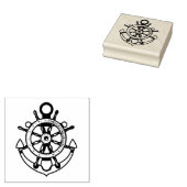 Kapiteinsstuurwiel en anker rubberstempel (Gestempeld)