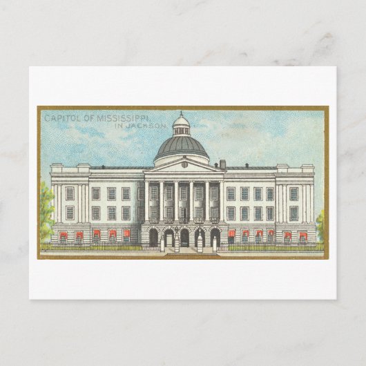 Kapitoolgebouw in Jackson, Mississippi, Vintage Briefkaart (Voorkant)