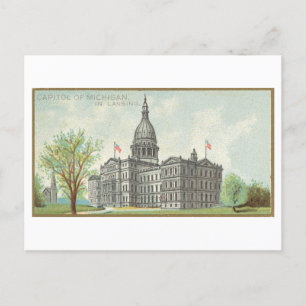 Kapitoolgebouw in Lansing, Michigan, Vintage Briefkaart