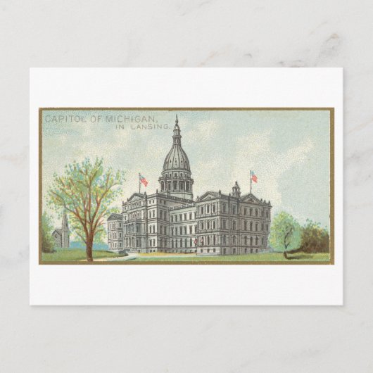 Kapitoolgebouw in Lansing, Michigan, Vintage Briefkaart (Voorkant)