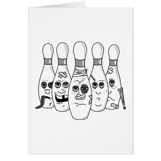 kapotte bowlingkegels grijstinten (Voorkant)