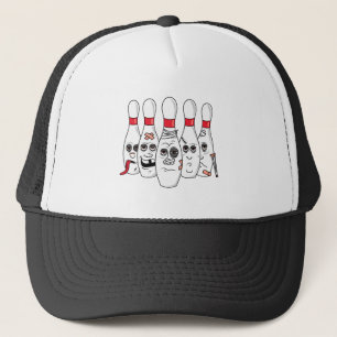 kapotte gewonde bowlingkegels cartoon trucker pet