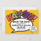 KAPOW Bewaar de datum Leuke retro strip popart Save The Date (Voorkant)