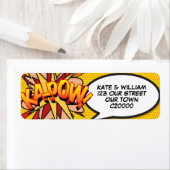 KAPOW Leuke Retro Stripboek Pop Art Adres Etiket (Insitu)