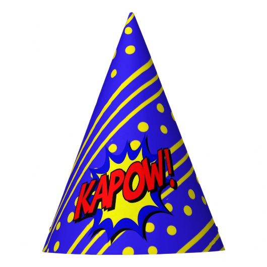 Kapow Pop Art Cartoon Superpower Birthday Pet Feesthoedjes (Voorkant)