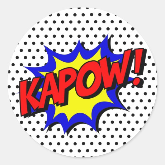Kapow Pop Art Superpower Hero Verjaardag Stickers (Voorkant)
