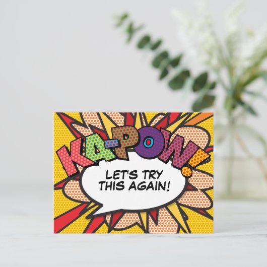 KAPOW Uitgesteld wijziging van datum stripboek Pop Aankondigingskaart (Staand voorkant)