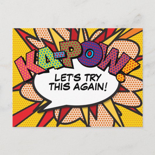 KAPOW Uitgestelde datumwijziging stripboek Pop Art Briefkaart (Voorkant)