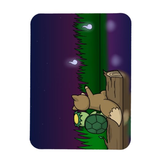 Kappa en Kitsune zitten bij een vijver Magneet (Verticaal)