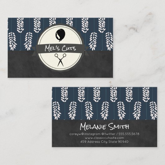 Kapper | Bloempatroon Botanisch patroon Visitekaartje (Voorkant / Achterkant)