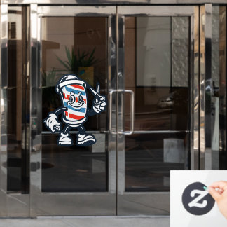 Kapper Cartoon Kapperspaal Karakter Raamsticker