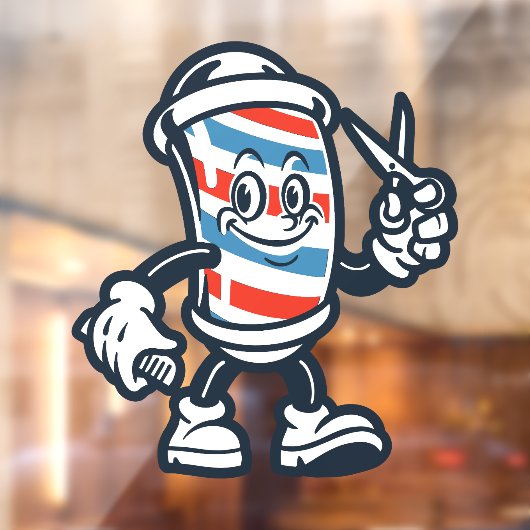 Kapper Cartoon Kapperspaal Karakter Raamsticker (Vel 2)
