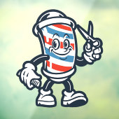 Kapper Cartoon Kapperspaal Karakter Raamsticker (Vel 3)