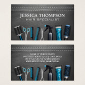 Kapper Gereedschap | Gestikte Leer Visitekaartje (Voorkant /achterkant)