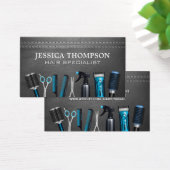 Kapper Gereedschap | Gestikte Leer Visitekaartje (Bureau)