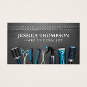 Kapper Gereedschap | Gestikte Leer Visitekaartje (Voorkant)