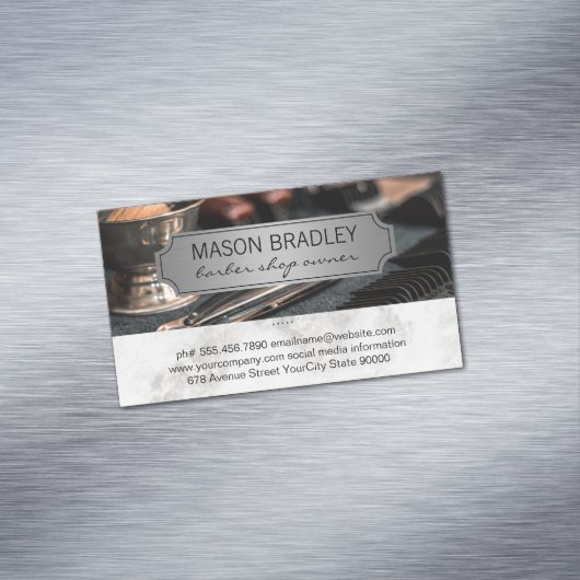Kapper Gereedschap | Marmer Magnetisch Visitekaartje (Voorbeeld)