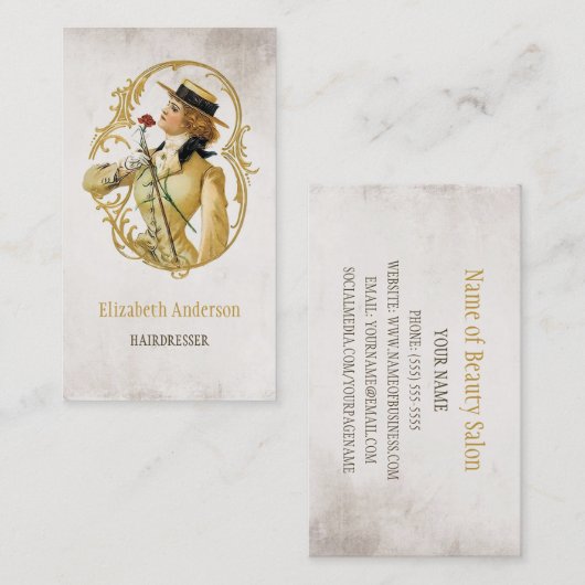 Kapper  Gouden Vrouw van Mode Visitekaartje (Voorkant / Achterkant)