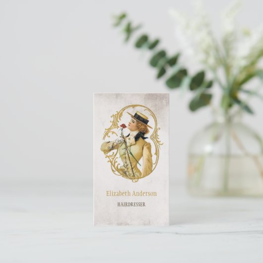 Kapper  Gouden Vrouw van Mode Visitekaartje (Staand voorkant)