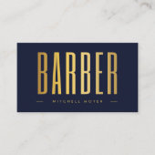 Kapper haar salon marine en goud QR code & Logo Visitekaartje (Voorkant)