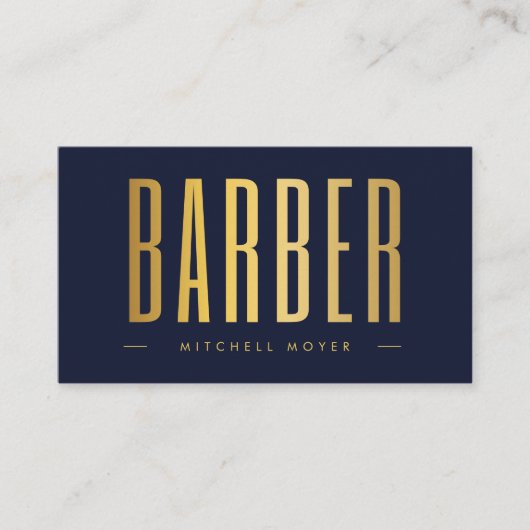 Kapper haar salon marine en goud QR code & Logo Visitekaartje (Voorkant)