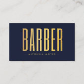 Kapper haar salon marine en goud QR code & Logo Visitekaartje (Voorkant)
