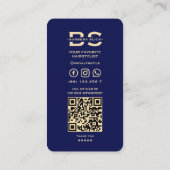 Kapper haarstylist donker marineblauw goud modern visitekaartje (Achterkant)