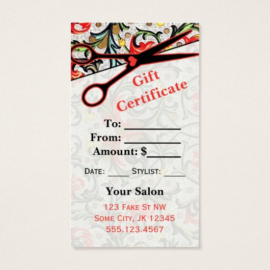 kapper haarstylist kado card certificaat visitekaartje (Achterkant)