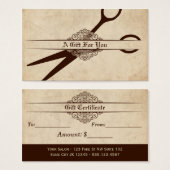kapper haarstylist kado card certificaat visitekaartjes (Voorkant /achterkant)