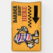 Kapper Hier Pijl Linksaf Hek Advertentie Spandoek (Verticaal)