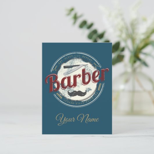 Kapper Hustler Kapper Retro Haarstylist Feestdagenkaart (Staand voorkant)