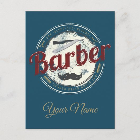 Kapper Hustler Kapper Retro Haarstylist Feestdagenkaart (Voorkant)