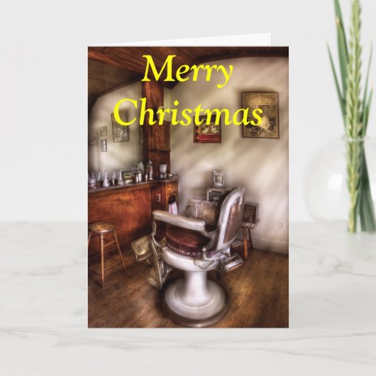 Kapper - in de Winkel van de Kapper Feestdagen Kaart (Voorkant)