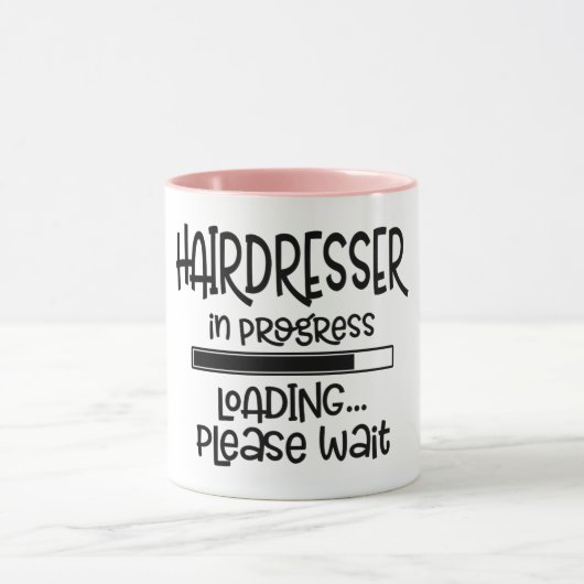 Kapper in uitvoering Grappige haarstylist Mok (Midden)