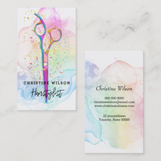 Kapper inkt spatten visitekaartje (Voorkant / Achterkant)