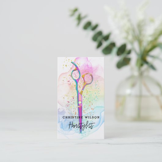 Kapper inkt spatten visitekaartje (Staand voorkant)