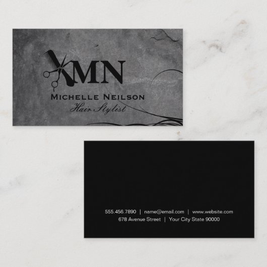 kapper | kamschaar | Monogram Visitekaartje (Voorkant / Achterkant)