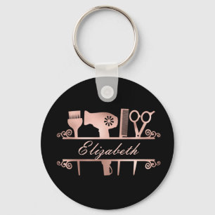 Kapper Kapsalon Monogram Roze Goud Sleutelhanger