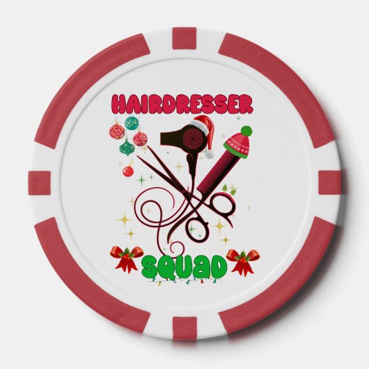 Kapper Kerst Squad Haar Salon Grappig Poker Chips (Voorkant)