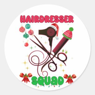 Kapper Kerst Squad Haar Salon Grappig Ronde Sticker
